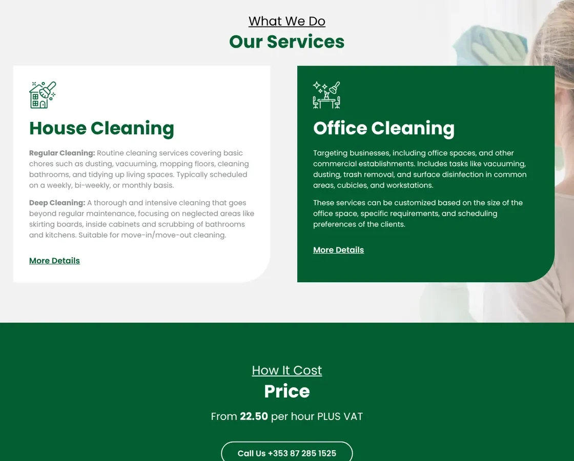 A.G. Cleaning Services — клінінг у Дубліні (Ірландія) — скріншот сайту