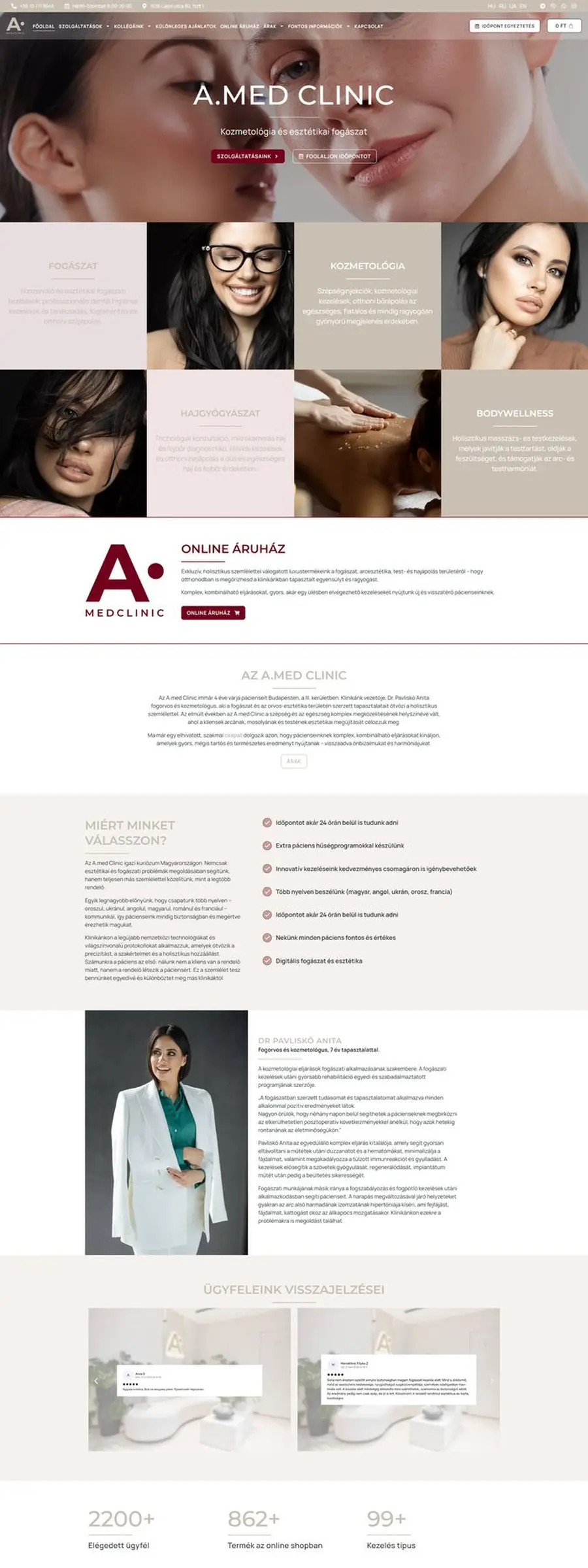 A.med Clinic — косметологія та стоматологія в Угорщині — скріншот сайту