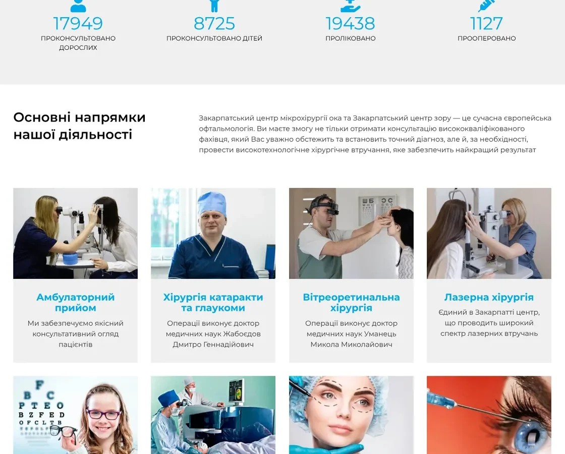 Закарпатський центр зору — офтальмологічні клініки в Ужгороді — скріншот сайту