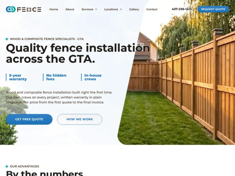 CG Fence — сайт компанії з монтажу парканів, Торонто (Канада)