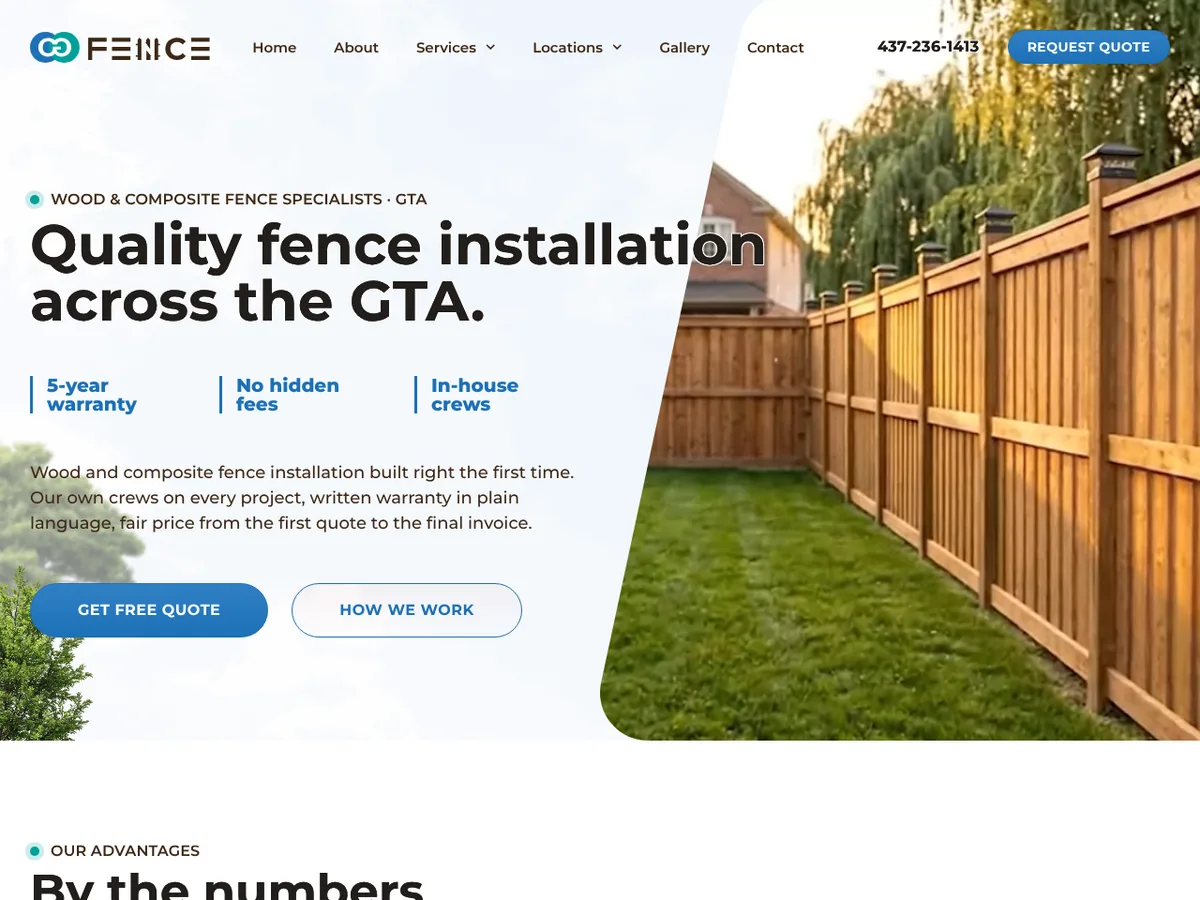 CG Fence — сайт компанії з монтажу парканів, Торонто (Канада)