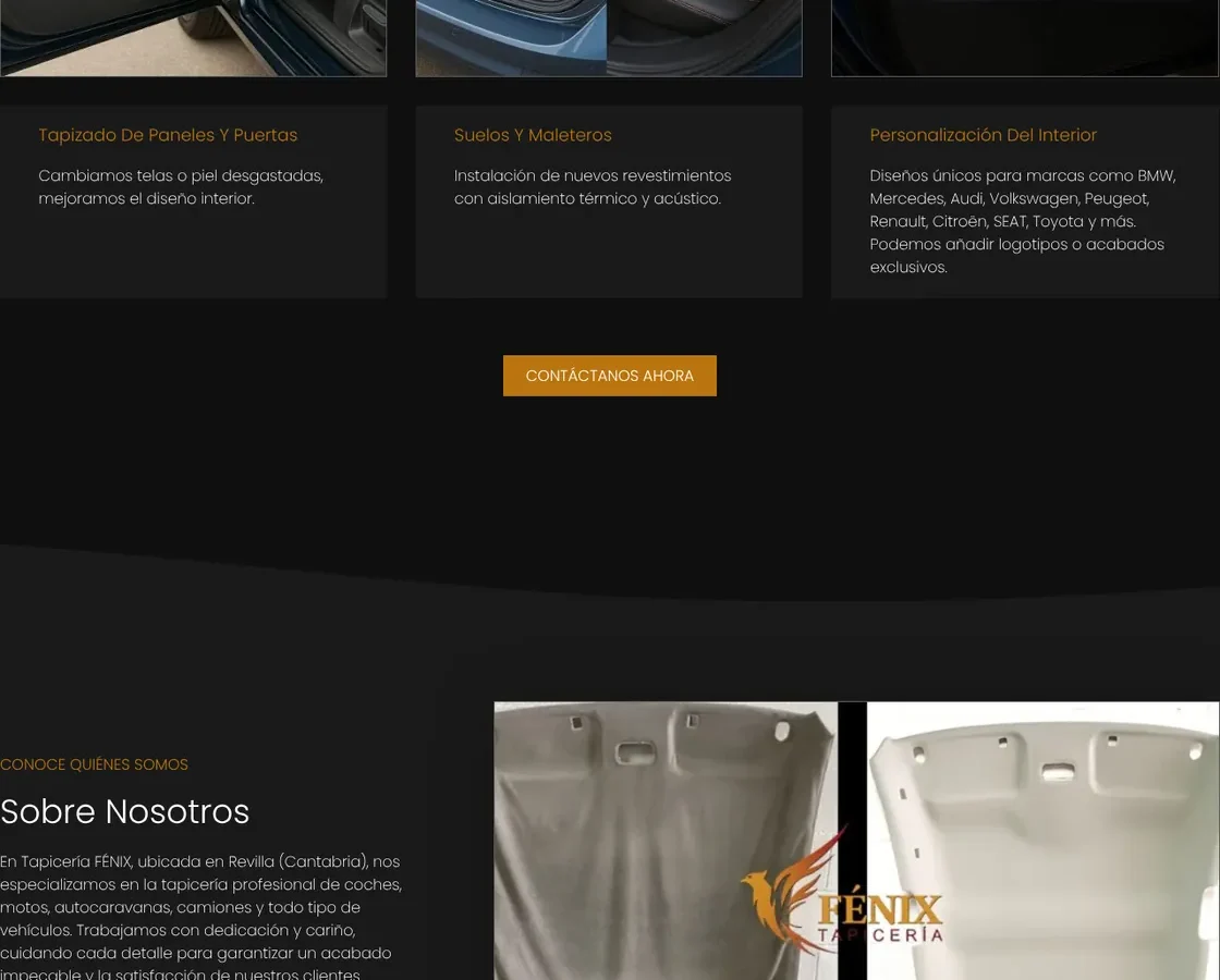 Fénix — перетяжка салонів автомобілів (Кантабрія, Іспанія) — скріншот сайту