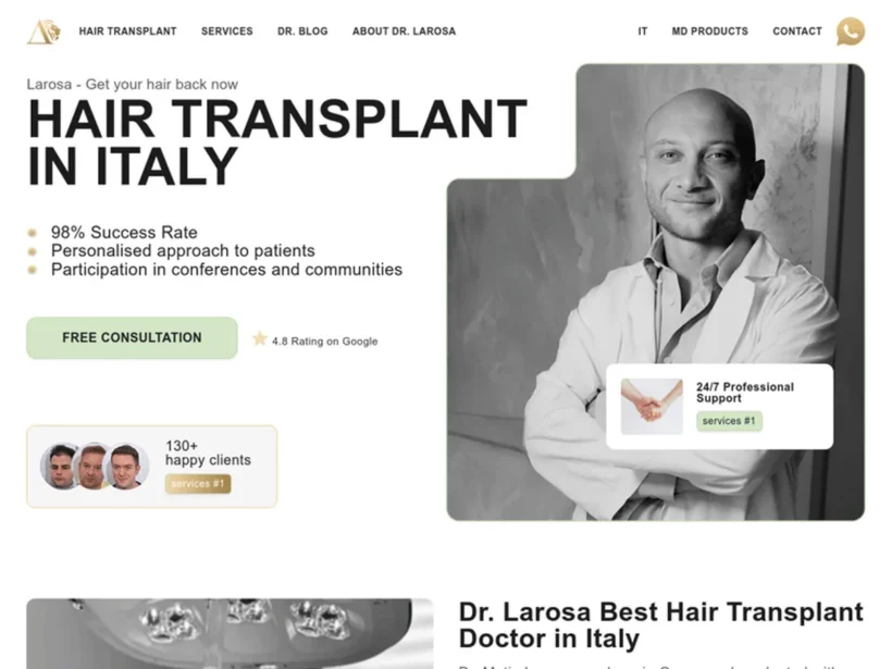 DR. Larosa — трансплантація волосся в Італії